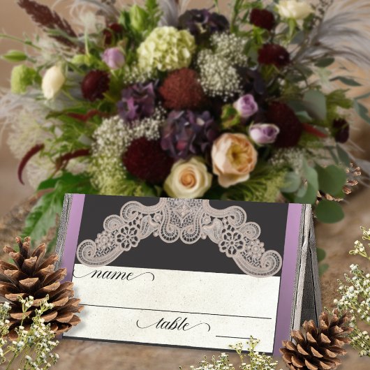 Rustic Ribbon & Lace - Lavendel Plaatskaartje