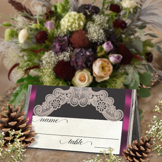 Rustic Ribbon & Lace - Pruim Plaatskaartje