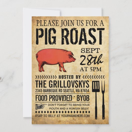  Rustic Roast Invitation II Kaart (Voorkant)