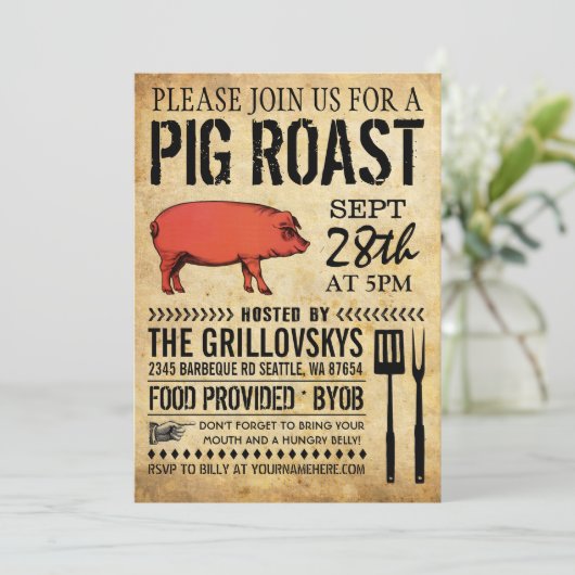  Rustic Roast Invitation II Kaart (Staand voorkant)