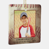 Rustic Robuuste honkbal 1 of 2 Foto gepersonalisee Keramisch Ornament (Rechts)