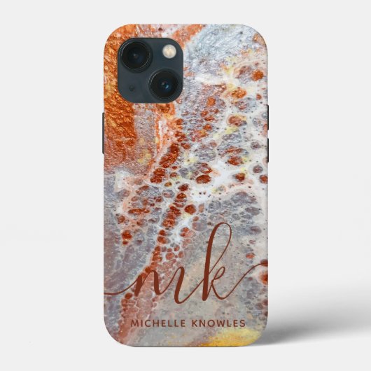 Rustic Rock Gold Marble Texture Custom Initialen Case-Mate iPhone Case (Achterkant)