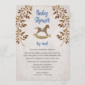 Rustic Rocking Horse boy baby shower per post Kaart