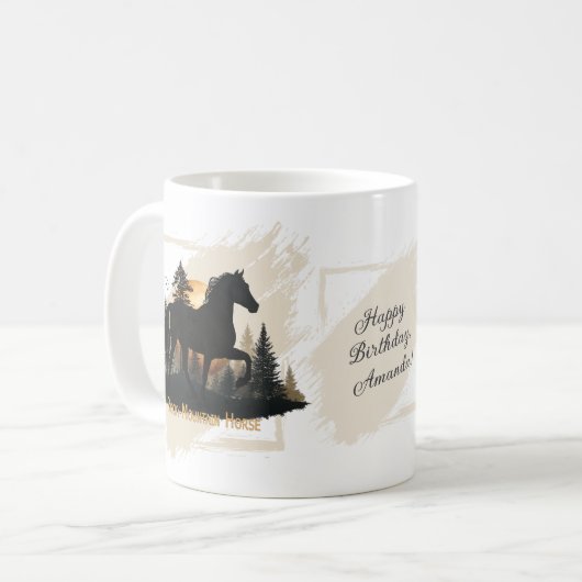 Rustic Rocky Mountain Horse Silhouette Personalise Koffiemok (Voorkant links)