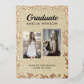 Rustic Rococo Afstuderen het Afstuderen van de Fot Folie Uitnodiging (Voorkant)