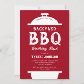 Rustic Rode BBQ-verjaardagsuitnodiging Kaart (Voorkant)