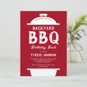Rustic Rode BBQ-verjaardagsuitnodiging Kaart (Staand voorkant)