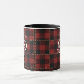 Rustic Rode Buffalo Plaid Aanpasbare Familienaam Mok (Midden)