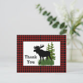 Rustic Rode Buffalo Plaid met Eland Bedankt Briefkaart (Staand voorkant)