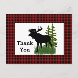 Rustic Rode Buffalo Plaid met Eland Bedankt Briefkaart