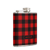 Rustic Rode Buffalo Plaid met Naam Heupfles (Rechts)