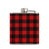 Rustic Rode Buffalo Plaid met Naam Heupfles (Achterkant)