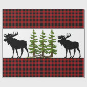 Rustic Rode Buffalo Plaid met Silhouet van Eland Cadeaupapier (Vlak)