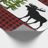 Rustic Rode Buffalo Plaid met Silhouet van Eland Cadeaupapier (Hoek)