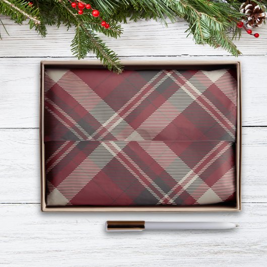Rustic Rode en Groene Tartan Plaid Kerstmis Tissuepapier