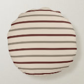 Rustic Rode en Taupe Gestreepte Kussen - Rond (Achterkant)
