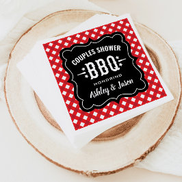 Rustic Rode Gingham BBQ Koppel Bruiloft Servetten