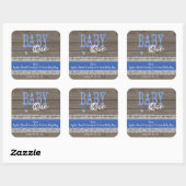 Rustic Rode Gingham Houten Jongens Baby Shower BBQ Vierkante Sticker (Vel)