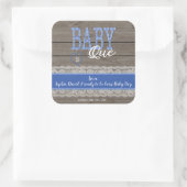 Rustic Rode Gingham Houten Jongens Baby Shower BBQ Vierkante Sticker (Tas)
