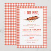 Rustic Rode Gingham I Do BBQ Verloving Feest Kaart (Voorkant / Achterkant)