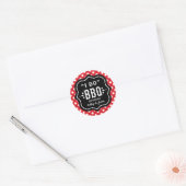 Rustic Rode Gingham Ik Doe BBQ Bruiloft Ronde Sticker (Envelop)