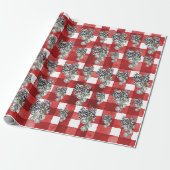 Rustic Rode Gingham Kerstmis Cadeaupapier (Uitgerold)