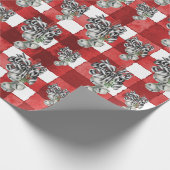 Rustic Rode Gingham Kerstmis Cadeaupapier (Hoek)