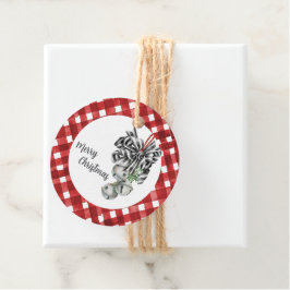 Rustic Rode Gingham Noël Bedankjes Labels