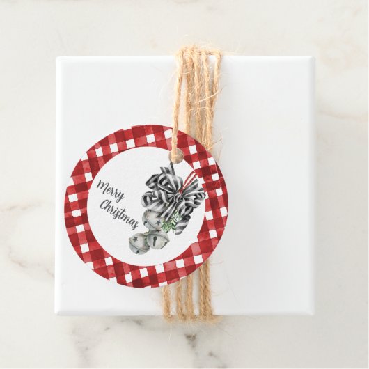 Rustic Rode Gingham Noël Bedankjes Labels (In situ)