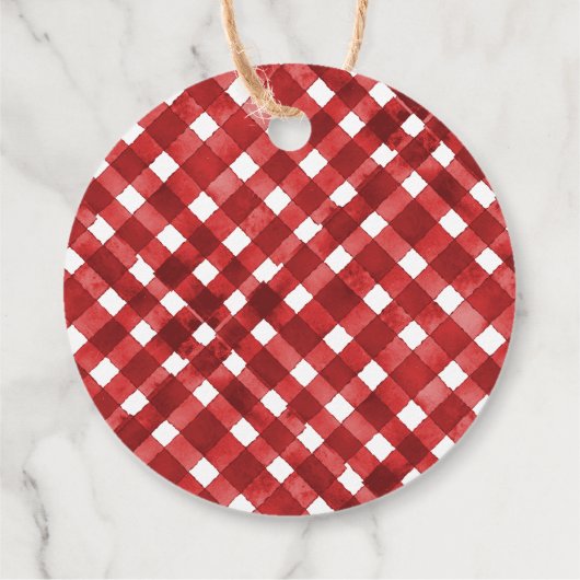 Rustic Rode Gingham Noël Bedankjes Labels (Achterkant)