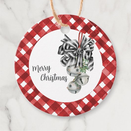 Rustic Rode Gingham Noël Bedankjes Labels (Voorkant)