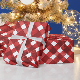 Rustic Rode Gingham Noël Cadeaupapier