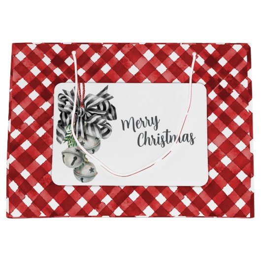 Rustic Rode Gingham Noël Groot Cadeauzakje (Voorkant)
