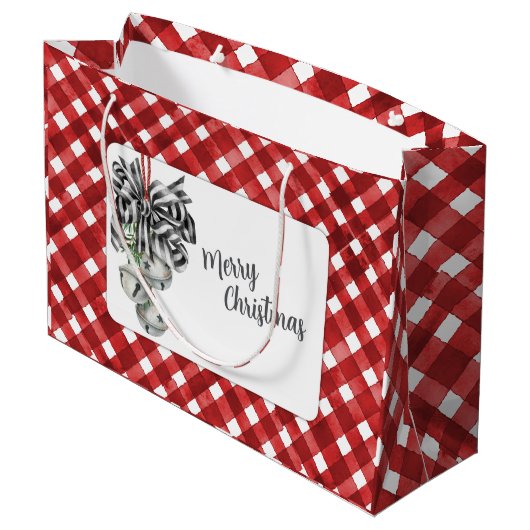 Rustic Rode Gingham Noël Groot Cadeauzakje (Achterkant Gekanteld)