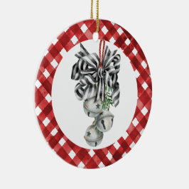 Rustic Rode Gingham Noël Keramisch Ornament