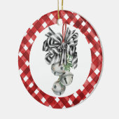 Rustic Rode Gingham Noël Keramisch Ornament (Links)