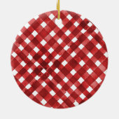 Rustic Rode Gingham Noël Keramisch Ornament (Achterkant)