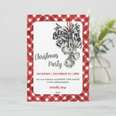 Rustic Rode Gingham Noël Kerst Uitnodiging (Staand voorkant)