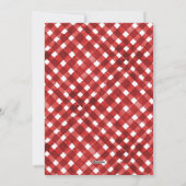 Rustic Rode Gingham Noël Kerst Uitnodiging (Achterkant)