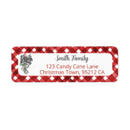 Rustic Rode Gingham Noël Retouradres Etiket