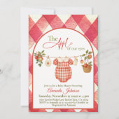 Rustic Rode Gingham Waslijn Appel Baby Shower Kaart (Voorkant)