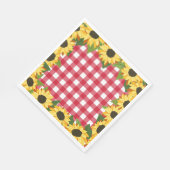 Rustic Rode Gingham & Zonnebloemen Servet (Hoek)