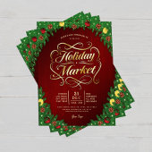 Rustic Rode & Goud Kerstvakantie Markt Evenement Flyer