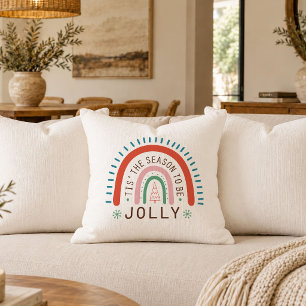 Rustic Rode Groen Boho Kerst Minimaal Worp Kussen
