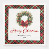 Rustic Rode Groen Kerst Krans Servet Set (Voorkant)