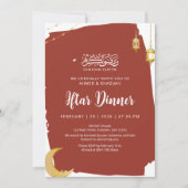 Rustic Rode Halve Maan Ramadan Iftar Kaart (Voorkant)