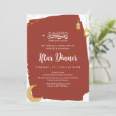 Rustic Rode Halve Maan Ramadan Iftar Kaart (Staand voorkant)