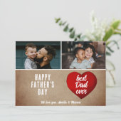 Rustic Rode Hart Beste Papa Ooit Papa 2 Foto  Kaart (Staand voorkant)