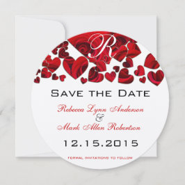 Rustic Rode Hartrozen Huwelijk Opslaan Datum Save The Date