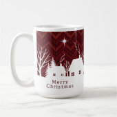 Rustic Rode Kerst Dorps Chevron Brei  Koffiemok (Links)
